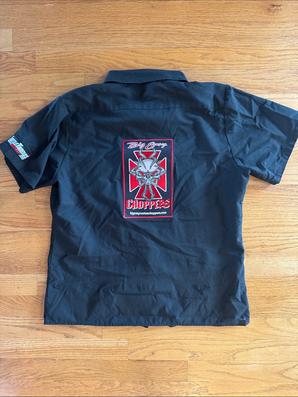Big Easy Choppers Black Short-Sleeve Button Down Shirt Throttle Threads